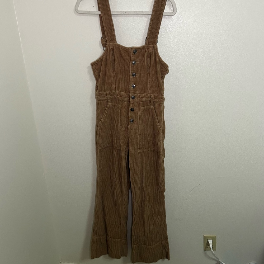 Aerie tan corderoy flare overall pants - Picture 3 of 11